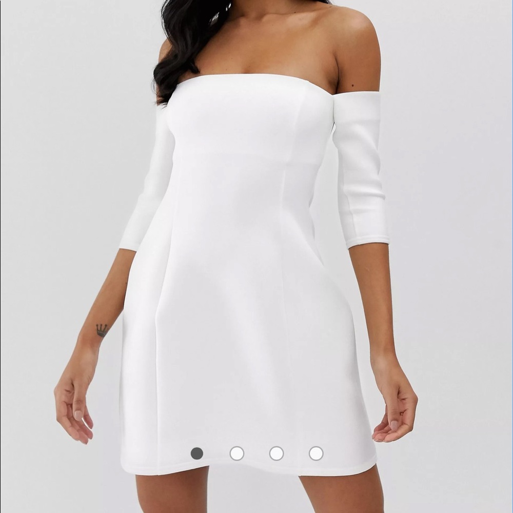 ASOS DESIGN scuba bardot mini shift dress